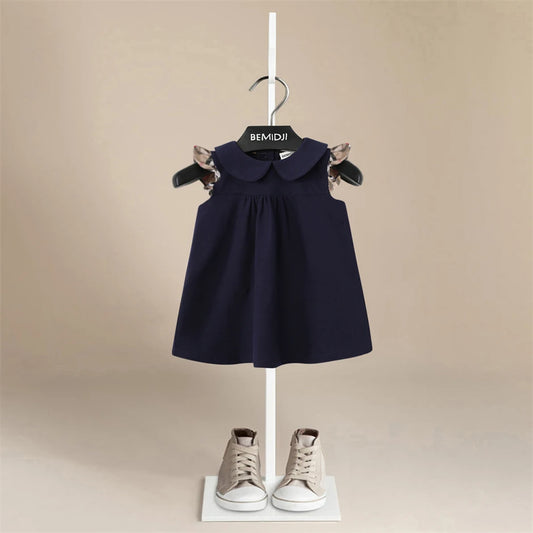 Baby Girl Dresses Summer Flying Sleeve Striped Cotton Thin Toddler Kids Costume  Infant Children Clothes Back Button Design