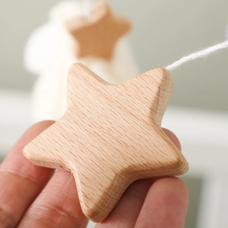 Crib Mobile Bed Bell Wooden Baby Rattles Soft Felt Cartoon Animal Bed Bell Newborn Music Box Hanging Toy Crib Bracket Baby Gifts