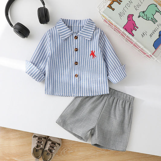 Baby Boy Clothes Set Toddler Boys Striped Tops Summer 2-Piece Outfit with Shorts Casual Infant Children's Sets Clothing For 1-3Y