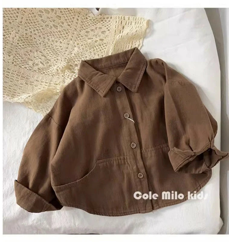 Boys Baby's Kids Blouse Coat Jacket Outwear Cotton 2024 Lapel Spring Autumn Shirts Outwear Sunscreen Beach Children's Clothing