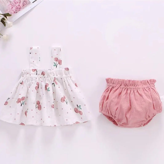 Baby Outfit Set Summer Newborn Baby Girl Clothing Casual Thin Print T-shirt PP Shorts 2Pcs Suit Infant Baby Clothing Outfit