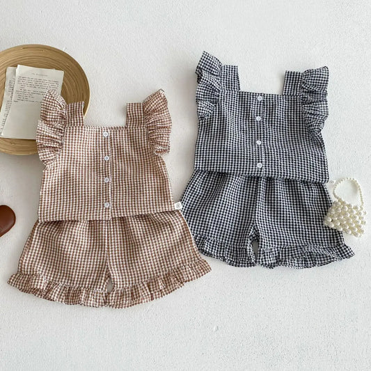 Toddler Girl Clothes Summer Baby Clothing Set Casual Flying Sleeve Tank Top+Shorts Set For Children Casual Daily Outside Outfits