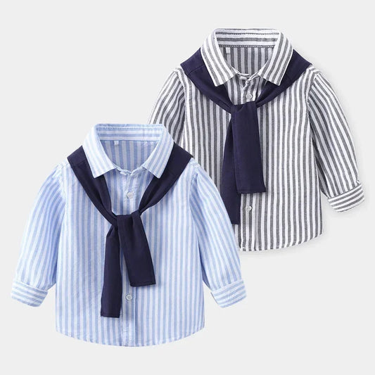 Baby Boys Blouses Toddler Striped Outerwear Kids Shawl Jacket Comfortable Shirts 2024 Spring Autumn Children's Clothing Casual