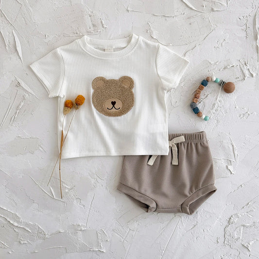 Baby Clothes Cute Children Tracksuit Summer Clothing Cartoon Bear Fashion Baby  T-shirt + Shorts Suit 2Pcs/Set  