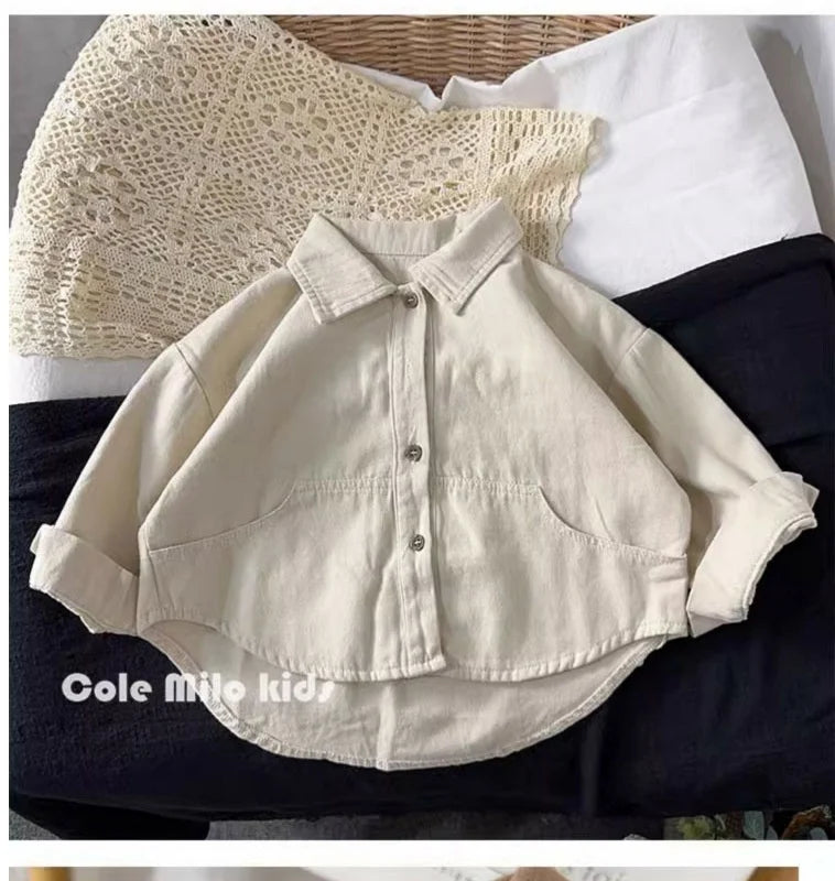 Boys Baby's Kids Blouse Coat Jacket Outwear Cotton 2024 Lapel Spring Autumn Shirts Outwear Sunscreen Beach Children's Clothing