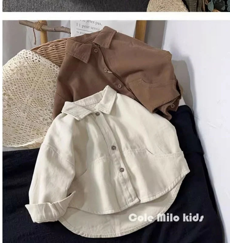 Boys Baby's Kids Blouse Coat Jacket Outwear Cotton 2024 Lapel Spring Autumn Shirts Outwear Sunscreen Beach Children's Clothing