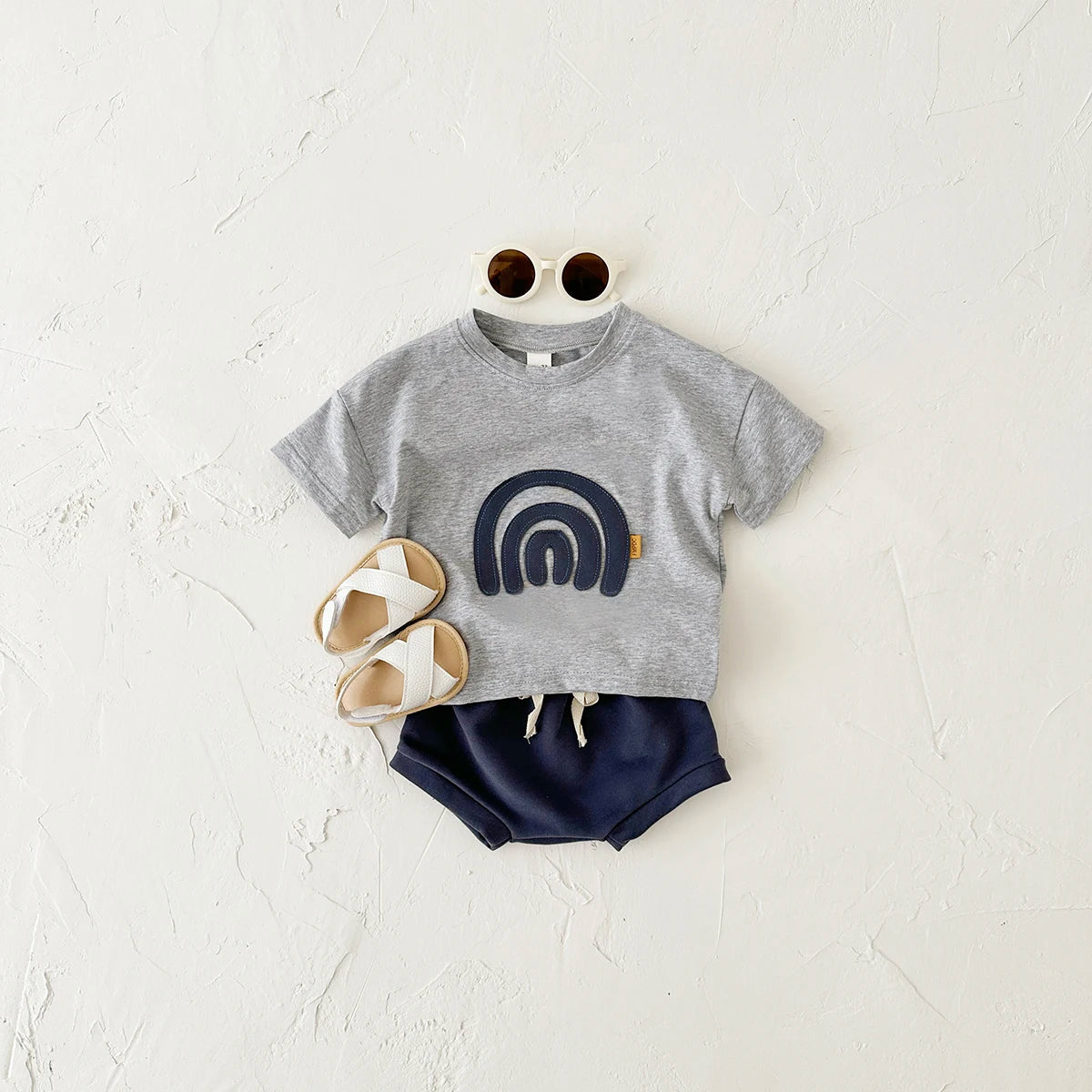 2024 Infant Toddler Outfit 2Pcs Summer Newborn Baby Clothes Sets Rainbow Pattern T-shirt+Triangle Shorts Kids Boy Girl Tee Pant