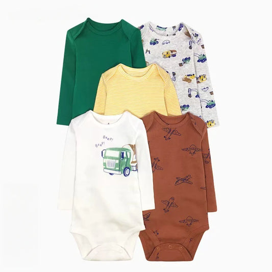 Baby Boy Bodysuits 5Pieces Newborn Clothes Set Toddler Baby Girl Clothing Cotton Soft Infant Cartoon Bebe Jumpsuits