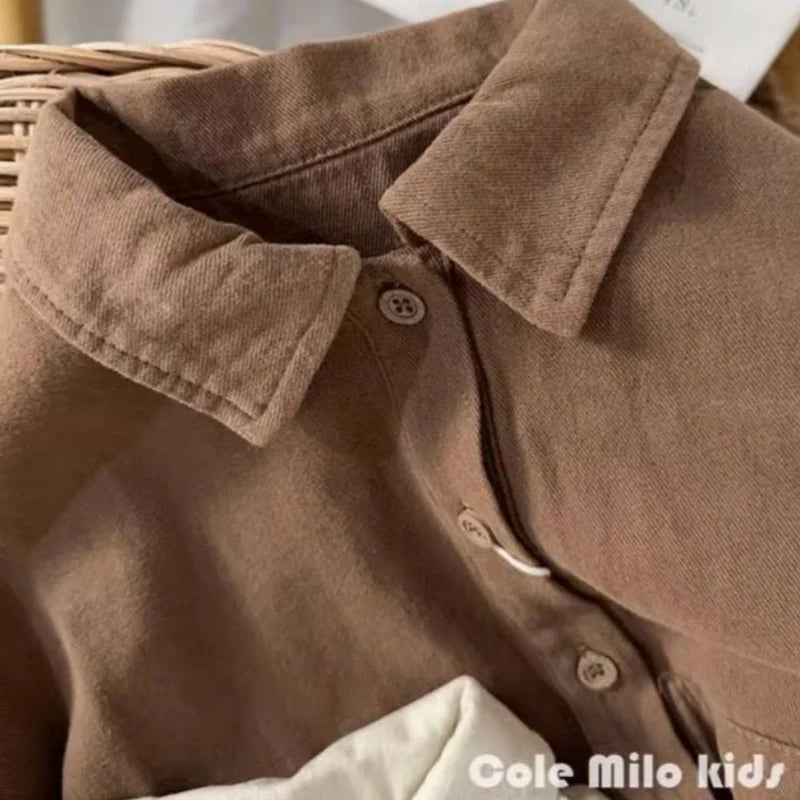 Boys Baby's Kids Blouse Coat Jacket Outwear Cotton 2024 Lapel Spring Autumn Shirts Outwear Sunscreen Beach Children's Clothing