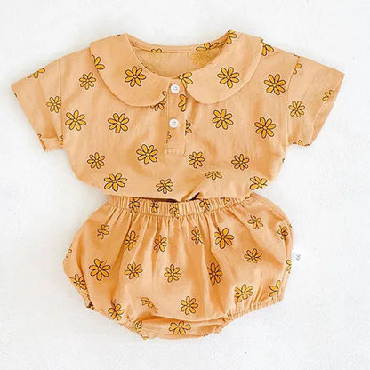 Toddler Baby Girl Suit Clothes Toddler Short Sleeves Shirt+PP Bread Shorts 2PCS Baby Girl Plaid Suit Baby Girl Summer Clothes