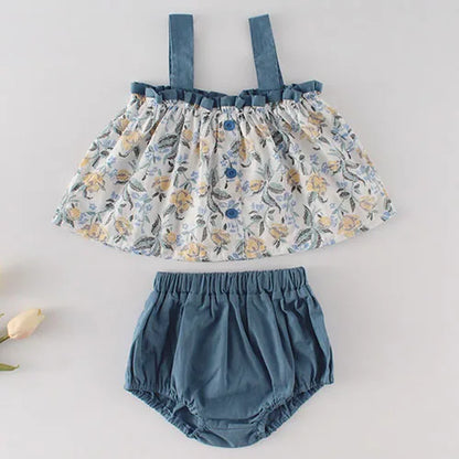 Toddler Baby Girl Suit Clothes Toddler Short Sleeves Shirt+PP Bread Shorts 2PCS Baby Girl Plaid Suit Baby Girl Summer Clothes