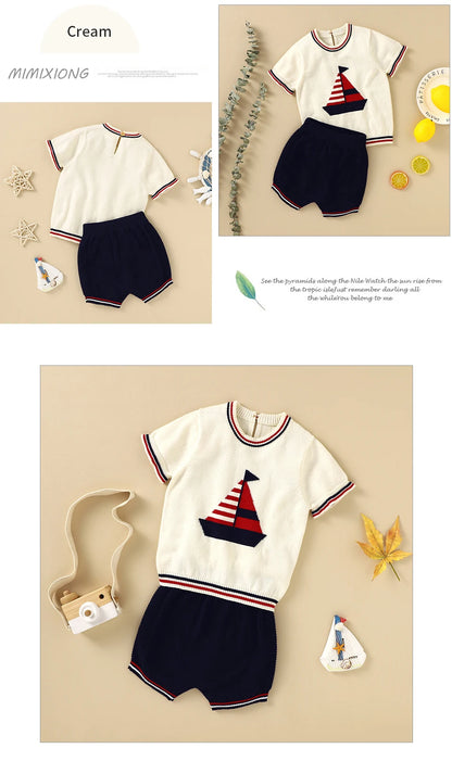 Baby Clothes Sets 0-18m Newborn Infant Boys Cotton Short Sleeve Pullovers Tops+Shorts Suits Casual Toddler Outwear Outfit Summer