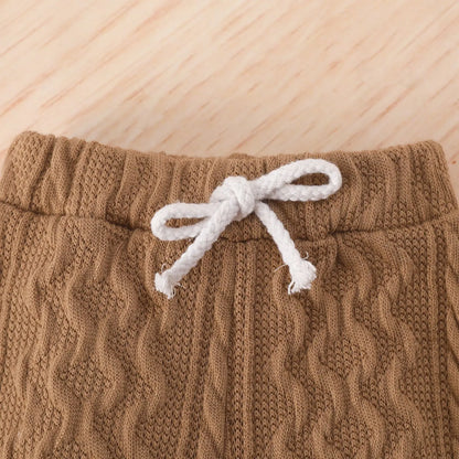 Toddler Boys Romper Tops Pants Suit Long Sleeve Round Neck Trousers Twists Solid Color Outfit Casual Baby Home Clothes Set