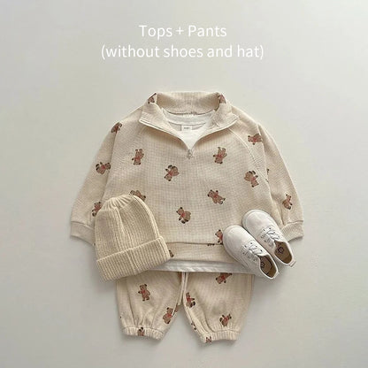 Newborn Baby Girls Boys Solid Color Clothes Set Long Sleeve O-neck Tops + Long Pants Kid Clothing Outfit Infant Boy Clothes