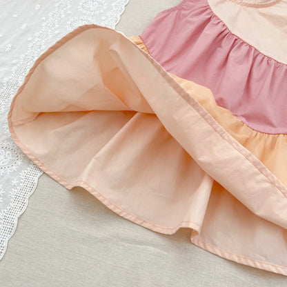 2025 Kids Clothes Summer Cotton Dress Baby Girls Clothes Cartoon Splicing Colors Dresses Children's Clothing Vestidos Cotton