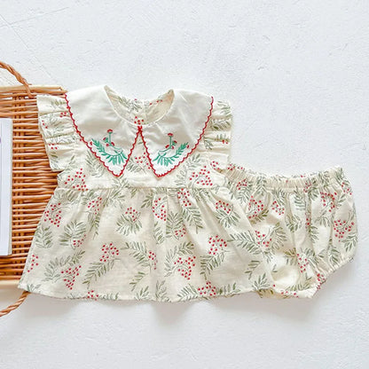 Toddler Baby Girl Suit Clothes Toddler Short Sleeves Shirt+PP Bread Shorts 2PCS Baby Girl Plaid Suit Baby Girl Summer Clothes