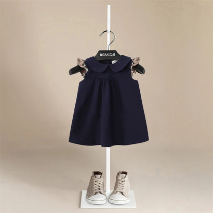 Baby Girl Dresses Summer Flying Sleeve Striped Cotton Thin Toddler Kids Costume  Infant Children Clothes Back Button Design