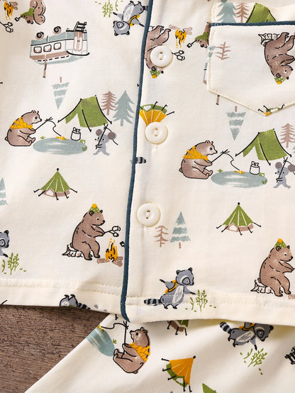 Boys Outfit Tops & Shorts Short Sleeves Button Down Casual Comfortable Cozy Summer Kids Clothes