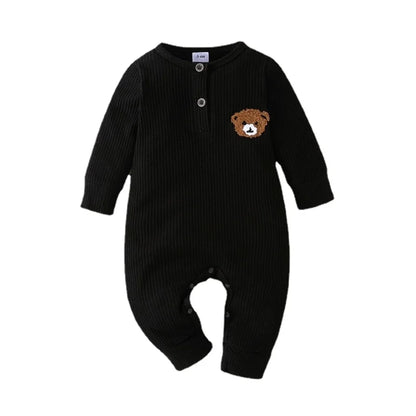 Newborn Baby Clothes 0 to 18 Months Cartoon Bear Tiny Button Onesies For Baby Boy Long Sleeve Infant Romper Toddler Jumpsuit