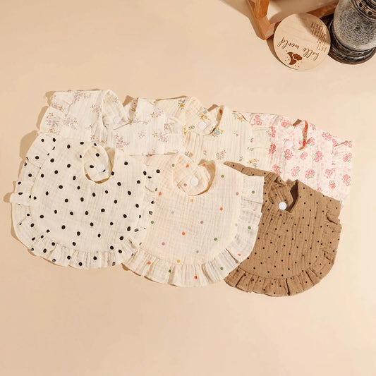 3pcs Baby Cute Ruffle Edge Saliva Towel Kids Feeding Anti Dirty Bibs Infant Burp Cloth Newborn Fashion Gift Set Accessories