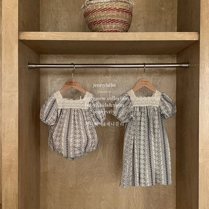 Kids Clothes Toddler Girl Dress Floral Vintage Lace Dress Princess Vestido Short Sleeve Summer Casual Costumes Children Clothing