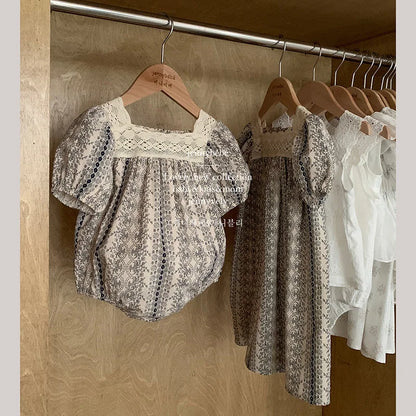 Kids Clothes Toddler Girl Dress Floral Vintage Lace Dress Princess Vestido Short Sleeve Summer Casual Costumes Children Clothing