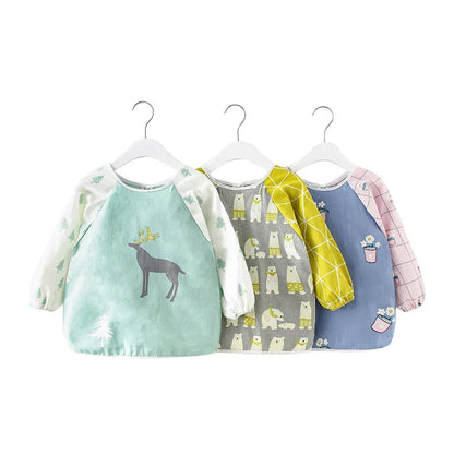 Baby Items Baby Bibs Cotton Waterproof Infant Bib Full Sleeve Gown Children Long Sleeve Apron Coverall Feeding Drawing Bibs
