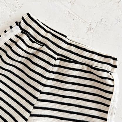 Toddler Baby Summer Casual Clothes Sets Solid Color With Pocket T-shirt Tops+Striped Triangle Shorts Boys Girls Clothes 2Pcs/Set