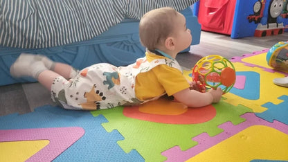 2PCS Toddler Baby Boy Cute Clothes Set New Summer Solid Tee Top and Dinosaur Printed Strap Pants Outfit for Boys 0 to 2Years