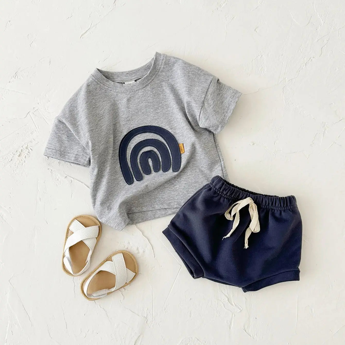 2024 Infant Toddler Outfit 2Pcs Summer Newborn Baby Clothes Sets Rainbow Pattern T-shirt+Triangle Shorts Kids Boy Girl Tee Pant