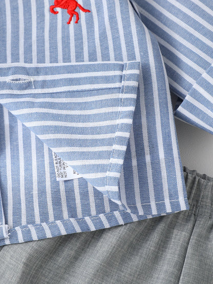 Baby Boy Clothes Set Toddler Boys Striped Tops Summer 2-Piece Outfit with Shorts Casual Infant Children's Sets Clothing For 1-3Y