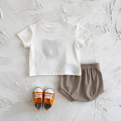 Baby Clothes Cute Children Tracksuit Summer Clothing Cartoon Bear Fashion Baby  T-shirt + Shorts Suit 2Pcs/Set  ﻿