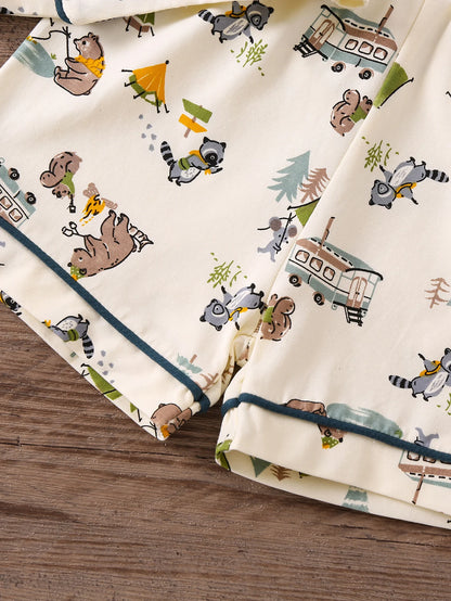 Boys Outfit Tops & Shorts Short Sleeves Button Down Casual Comfortable Cozy Summer Kids Clothes