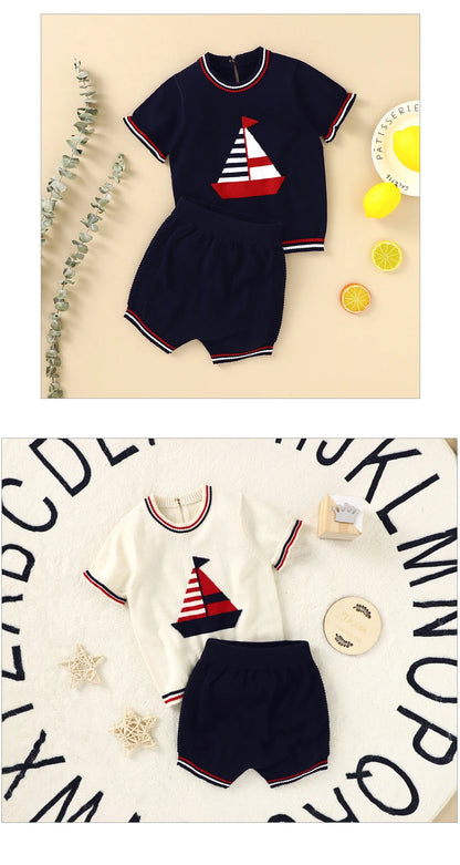 Baby Clothes Sets 0-18m Newborn Infant Boys Cotton Short Sleeve Pullovers Tops+Shorts Suits Casual Toddler Outwear Outfit Summer