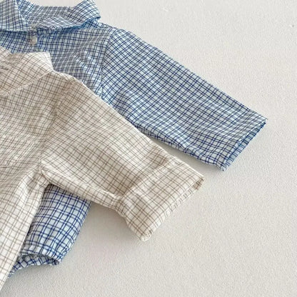 Baby Boys Clothes Girls Plaid Romper Long Sleeve Infant Bodysuit Custumes for Babies Romper Newborn Baby Clothes with Pockets