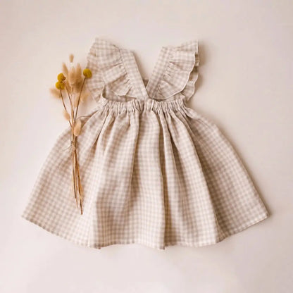 Cute Toddler Girl Dress For Party Pink Summer Baby Girl Dress Linen Cotton Girl Clothes