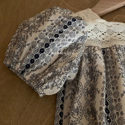 Kids Clothes Toddler Girl Dress Floral Vintage Lace Dress Princess Vestido Short Sleeve Summer Casual Costumes Children Clothing