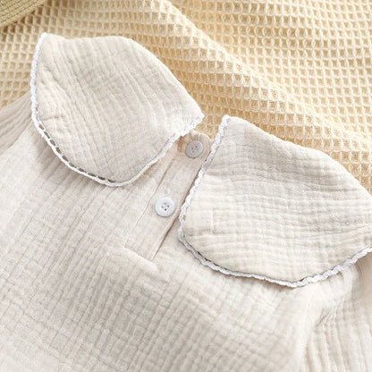 Infant Baby Girls Clothes Suit Long Sleeved Cotton Embroidered Shirt+Corduroy Jumpsuit Spring Autumn Children Clothing Suit