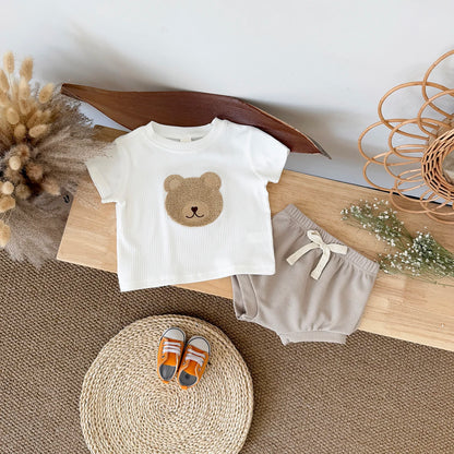 Baby Clothes Cute Children Tracksuit Summer Clothing Cartoon Bear Fashion Baby  T-shirt + Shorts Suit 2Pcs/Set  ﻿