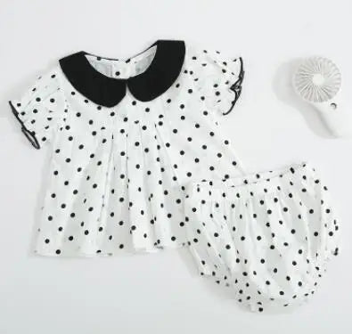 Toddler Baby Girl Suit Clothes Toddler Short Sleeves Shirt+PP Bread Shorts 2PCS Baby Girl Plaid Suit Baby Girl Summer Clothes