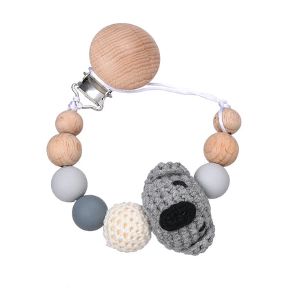 Baby Pacifier Clip Chain Animal Felt Balls Beech Wood Nipple Clip For Baby Nursing Chew Toy Teether Dummy Holder Chain Gifts