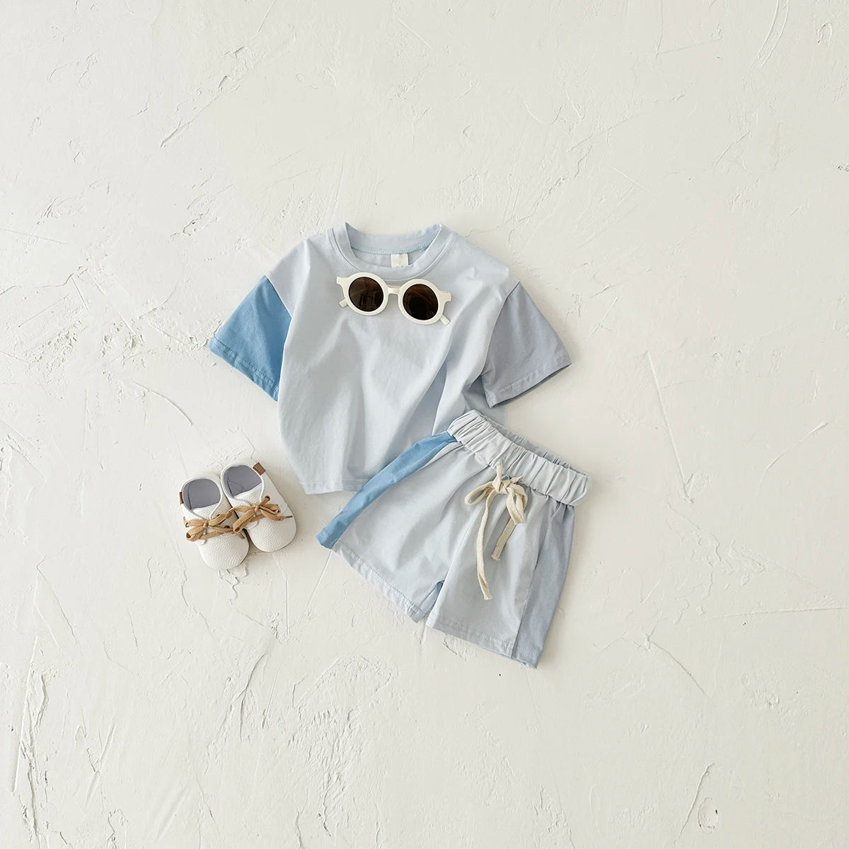Summer Children's Clothes Baby Boy T-Shirt+Pant 2Pcs Kids Solid Short Sleeve Elastic Waist Suit Toddle Girl Clothes Baby Outfit