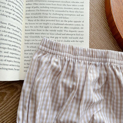 Toddler Baby Girl Suit Clothes Toddler Short Sleeves Shirt+PP Bread Shorts 2PCS Baby Girl Plaid Suit Baby Girl Summer Clothes