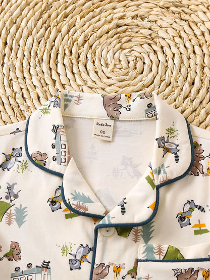 Boys Outfit Tops & Shorts Short Sleeves Button Down Casual Comfortable Cozy Summer Kids Clothes