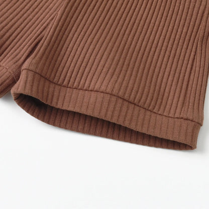 Newborn infant Baby Boy Casual Clothes Set Summer New Solid Knitted Short Sleeve Romper Top and Shorts Two-piece Outfit for Boys