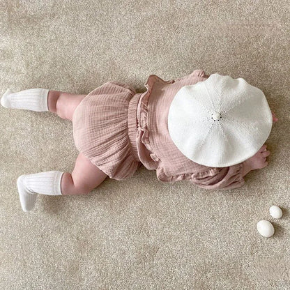 Newborn Baby Girls Clothing Set Ruffle Collar Lapel Top+Bread Pants  Casual Suit Autumn Spring Toddler Baby Girl Clothes Suit
