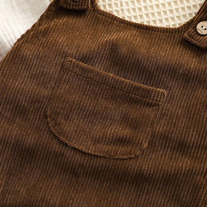 Infant Baby Girls Clothes Suit Long Sleeved Cotton Embroidered Shirt+Corduroy Jumpsuit Spring Autumn Children Clothing Suit