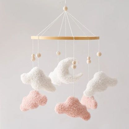Baby Crib Mobile Rattle Toy 0-12Months Infant Soft Felt Teddy Velvet Pink Bear Bed Bell Hanging Toy Holder Bracket Crib Girl Toy