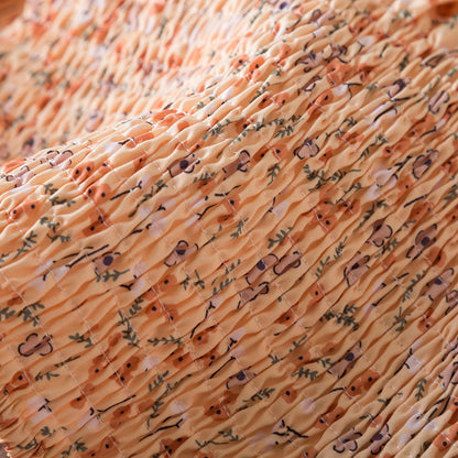 Kids Casual Dress for Girls Clothes 2024 New Summer Children Fashion White Floral Print Puff Sleeve Princess Dress 2-6 Years