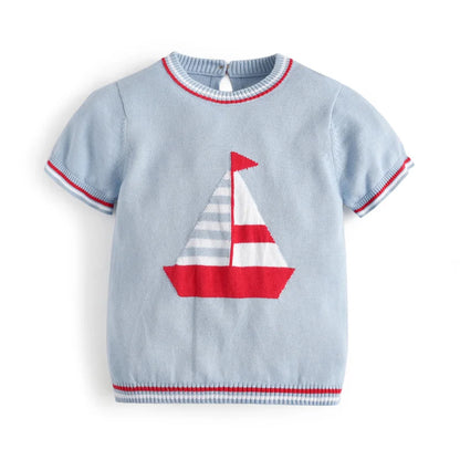 Baby Clothes Infant Boy Knitted Clothing Sets Kids Spanish Boutique Costume Set Summer Toddler Shirt Shorts 2PCS Suit Boys Party